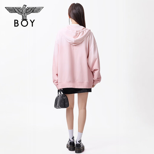 BOY LONDON Spring Couple Style Pink Gradient Versatile Women's Cotton Hooded Cardigan Sweater Jacket N06005 Pink XS