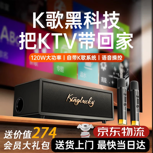 Jinyun [Cinema K-Song 2-in-1] Семейный аудио набор KTV Микрофон K-Song Интегрированный телевизионный караоке-караоке-заказ машины Bluetooth-динамик Высококачественный трехмерный трехмерный усилитель объемного окружающего