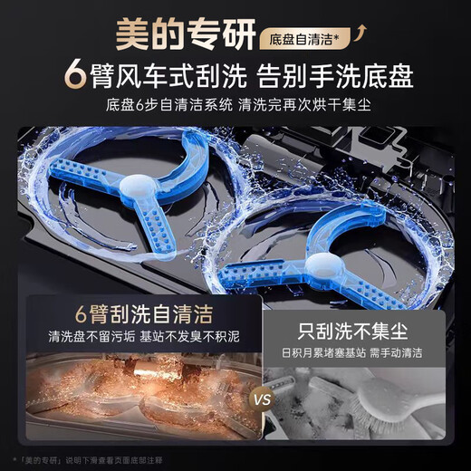 Midea V15 Pro sweeping robot, charcoal gray, flexible robotic arm, automatic cleaning, smart home sweeping robot, all-in-one sweeping and mopping, maintenance-free mopping and mopping