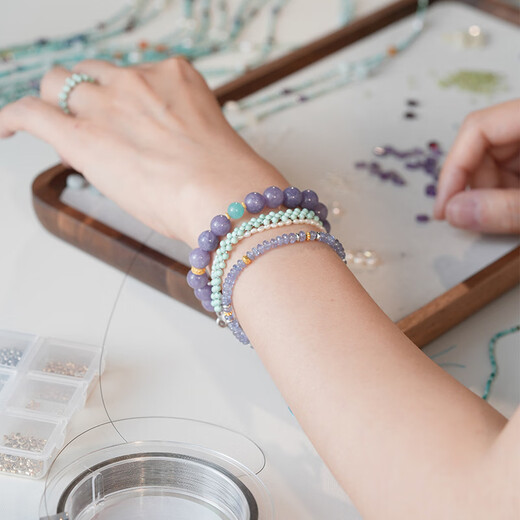 Youshu Authentic Natural Xueqing Natural Tanzanite Beaded Bracelet Women's New Chinese Style Niche Amethyst Bracelet Xueqing (about 16.5cm including buckle)