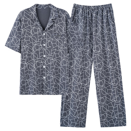 Urban Beauty City Beauty Pure Cotton Pajamas Men's Men's Summer Souch à manches Coupdres à manches minces Set Loose Loose Simple grande taille Home Vêtements 9856 L