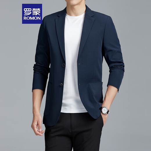 Romon (Romon) Anzug Herren vierjähriger lässiges kleines Anzugsbetriebs Single West Top Professional formelle Jacke 2322 Blau 3xl