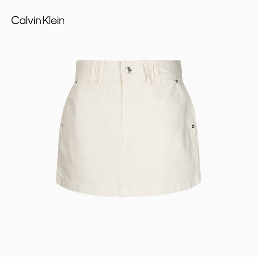 Calvin KleinJeans 25 spring and summer new women's trendy retro sexy hot girl ck cotton A-line denim skirt 47B728G RG3-denim white S 27
