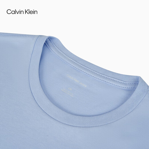 Calvin KleinJeans25春夏男士休闲通勤ck字母印花纯棉针织短袖T恤4RB832G CDN-海天蓝 L