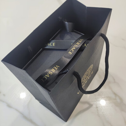 2025 High-End Versace Perfume Gift Bag Human Head Gift Empty Box Hand-Packed Ribbon Bow Black Bag Colored Perfume Gift Box 5-piece Set Black Raffia