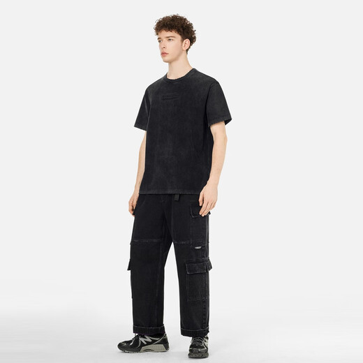 EVISU KURO 2025年夏季新品男士商标标签时尚短袖T恤 炭灰色 XL