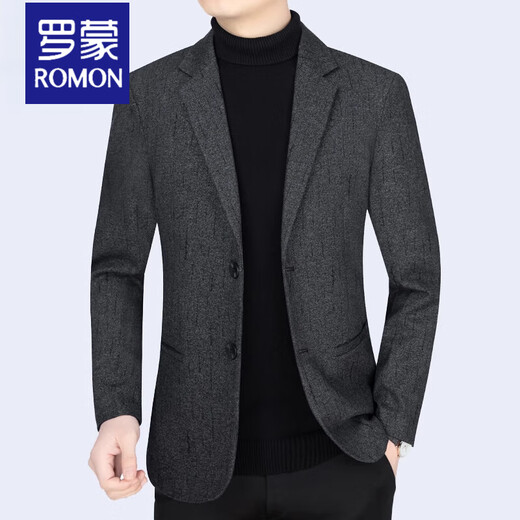 
ROMON (ROMON) suit men's woolen coat 2025 spring and autumn new slim middle-aged dad single piece casual suit top dark gray B--62912 M 170[105-115Jin[Jin equals 0.5 kg]]