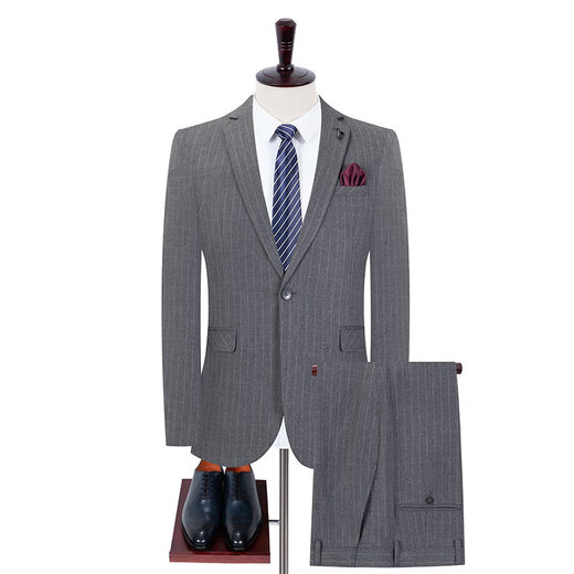 SHANSHAN light luxury brand 2025 new men's suit business formal two-piece striped suit dress gray striped 2XL 180