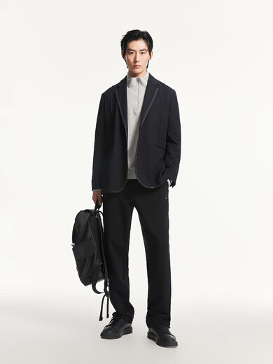 JACK&JONES new spring and summer fashionable commuting simple versatile and comfortable solid color pure cotton sports sweatpants straight casual pants for men E40 black XS