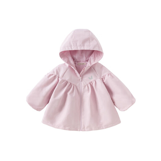 DAVE&BELLA Girls' Hooded Jacket 2025 Autumn New Children's Tops Casual Children's Outerwear Waterproof and Breathable Baby Clothes Rose Pink Ready Stock 90 cm (recommended height 80-90cm)