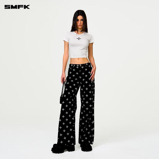 
SMFK cross classic wide-leg jeans retro loose casual and versatile Xu Jingyun same style PD005BJ/BG/LG/CW Black Garden S
