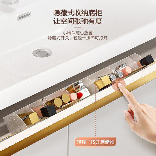 恒洁卫浴陶瓷一体盆浴室柜卫生间奶油风洗脸洗手盆柜组合洗漱台 80cm雨后山茶-常规款(BC6189-080
