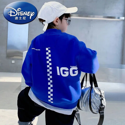 Disney (Disney) boys turtleneck spring and autumn sweatshirt Korean version loose casual fashion network dazzling children turtleneck sweatshirt boys bottoming shirt black plus velvet 110