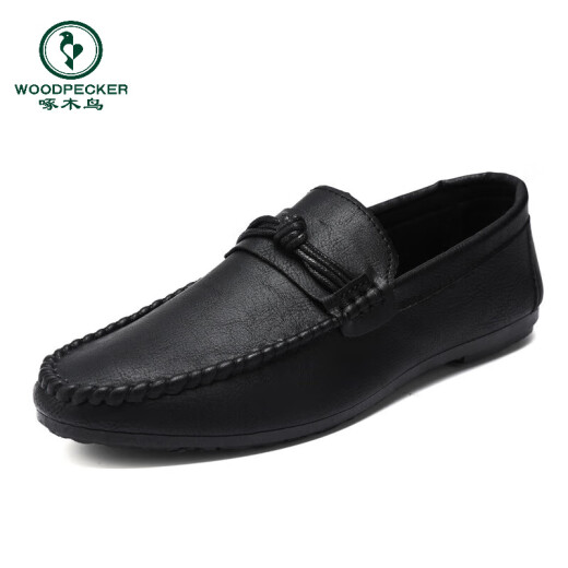 Zapatos de frijoles para hombres de carpintería de carpintero trabajos de negocios de estilo coreano zapatos de cuero casual transpirable y versátiles zapatos para hombres de un solo pie 2024 primavera d826 negro 40 pequeño