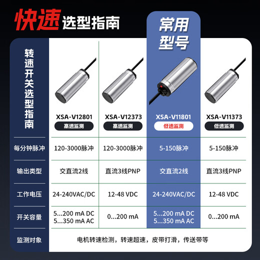 XMSJ旋转打滑及轴过载检测速度接近开关11801转速开关传感器 XSA-V12801 2线交直流