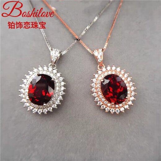 DL 1998 Fat Donglai same style 18k gold ruby pendant large carat pigeon blood red 8*10mm natural l garnet 92 wine red main stone 8*10mm rose gold