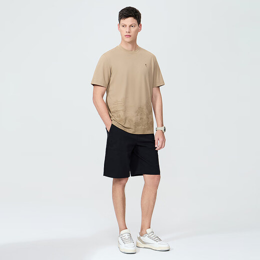Tanzen mit Wölfen [einschließlich Mulberry-Seide] 7A Antibakterielles modalem chinesischem Stil Stickereien Kurzarm T-Shirt 701 Khaki XL (180)