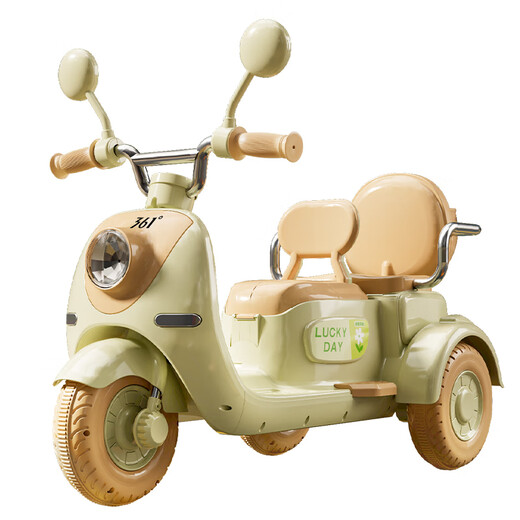 
361 degree children's electric motorcycle can be seated for excavator, male and female children driving toys, early education music gifts can be remotely controlled. Morandi Green丨Remote control version-two-seater dual-drive/early education