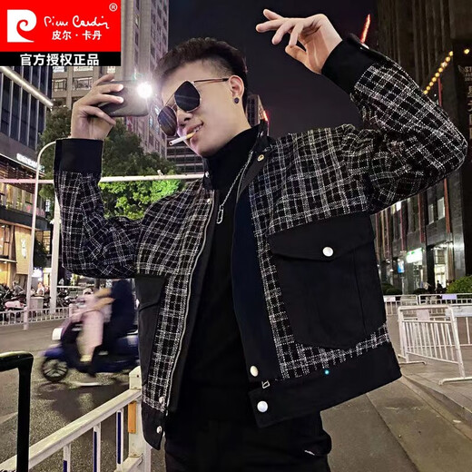 Pierre Cardin Ropa para hombres de alta gama 2025 NUEVA Spring and Autumn INS Camisa a cuadros Camisa de punto de punto Versátiles Versátiles Casuales Flaghship 878 más negro grueso