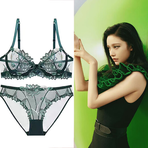 Victoria Palace sexy underwear bra bright red festive animal year underwear women's embroidered lace push-up thin cotton bra set pink ultra-thin 80C default L size underwear