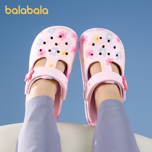 Balabala children's slippers summer indoor non-slip girls hole shoes floral baby cute princess girl beach shoes outside