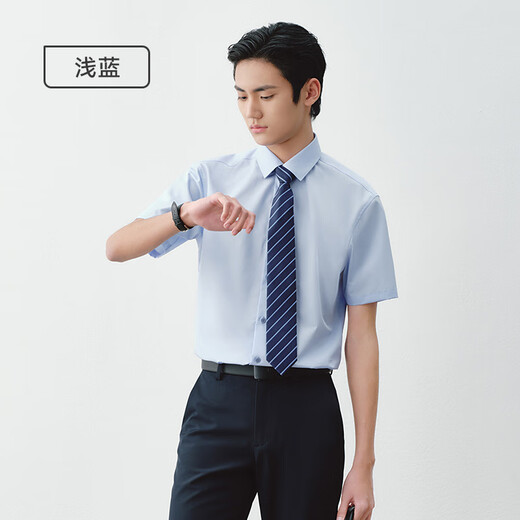 京东京造衬衫男短袖商务衬衫男士棉质衬衣西装白衬衫 白色 42
