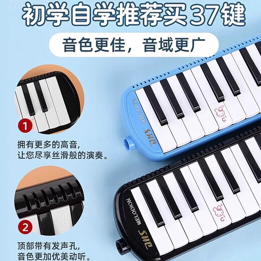 奇美DHS口风琴37键小学生用32键初学者专业演奏级学校吹管小乐器刻字 【学生课堂推荐】37键/粉色