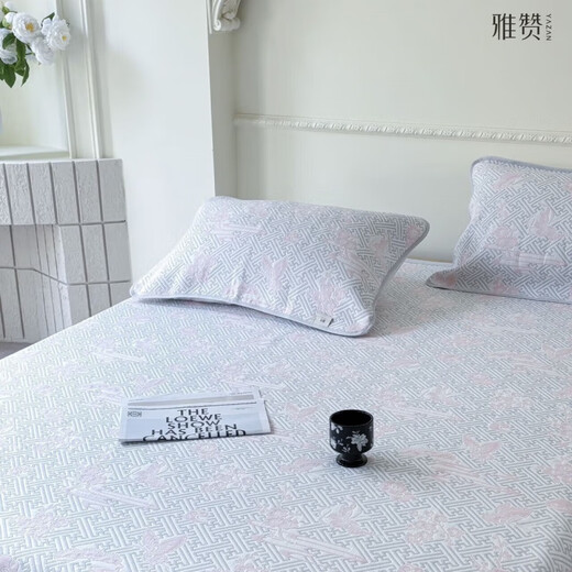 Yazan baby soft mat gauze soft mat 25 years new summer sheets combed cotton thickened sweat-absorbent breathable mattress mattress 25 years new - combed cotton Butterfly Valley pink (suitable for 1.8 meters bed) single piece 220*240cm