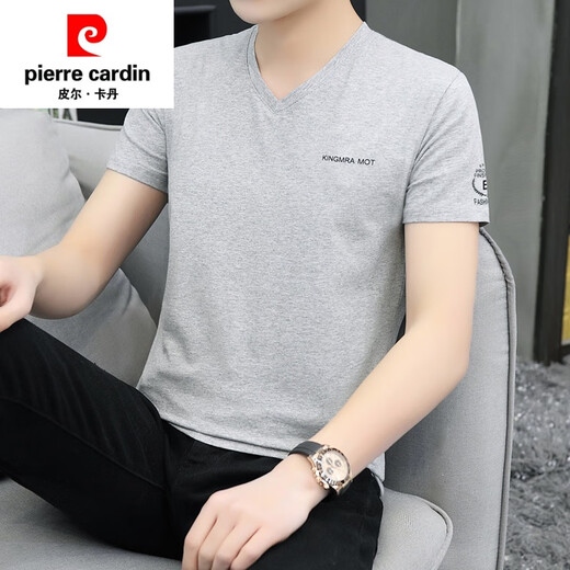 Pierre Cardin Día del Padre Summer Algodón puro Camiseta de manga corta para la blusa de blusa en V masculina Moda nueva Camisa de cuerpo delgado de hombres a media manga Día del padre Regalo del día del padre para papá Q694 White 2xl 135-150Jin [Jin equivale a 0.5 kg]