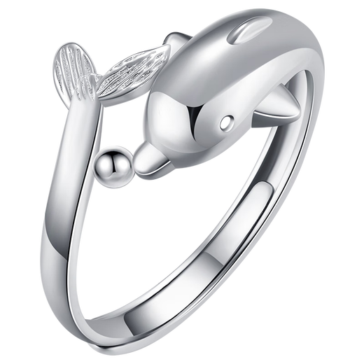 Gold Supreme (3DG Jewelery) Dolphin Elf platinum 950 ring as a gift for your girlfriend. Priced by the gram. No. 16 - 3.89 grams (including labor costs of 292 yuan)
