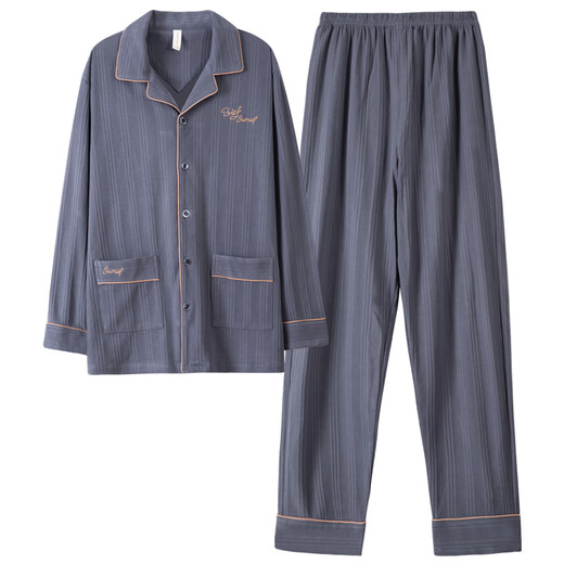 
Catman (MiiOW) pajamas for men spring and autumn pure cotton long sleeve men autumn thin middle-aged dad men autumn and winter home clothing brand high-end 3882 L (170 size) recommended to wear weight 120-140