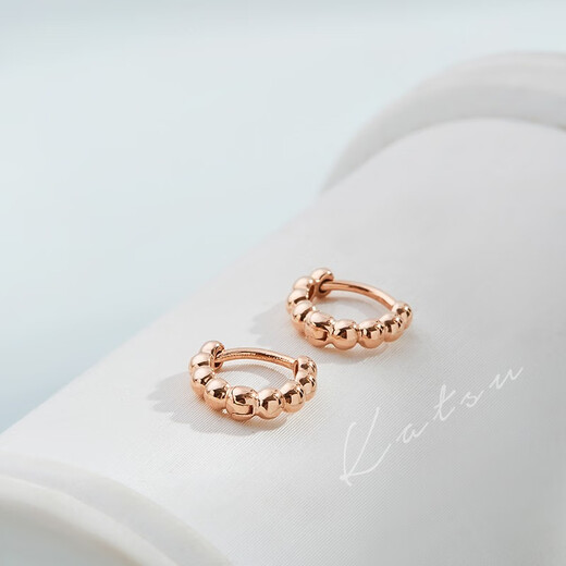 Tanhai 18K Rose Gold Ear Bone Ring K Gold Earrings Earrings Mini Small Earrings Smooth Roller Ball Fashion 18K Rose Gold Single 6MM