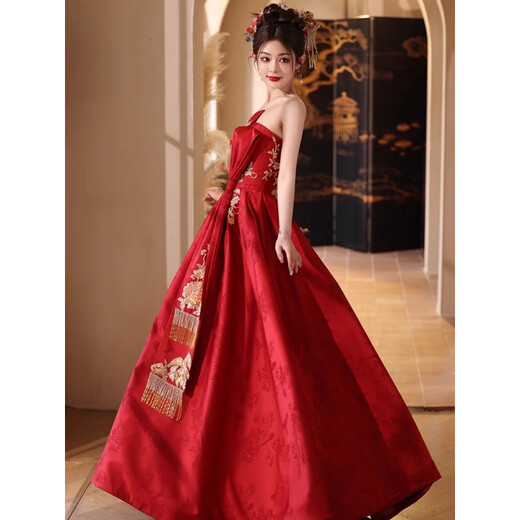 Youzhao китайское свадебное платье и национальное тост -платье Seell Feel Red 2025 Bride Китайское свадебное платье Банкет Обручальная юбка китайский стиль Red 3xl