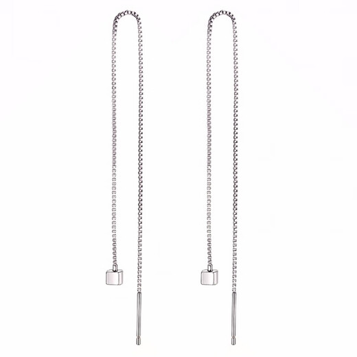 Guanpuge Fat Donglai same style pt950 platinum ear wire PT950 square women's long niche earrings earrings new trendy ear square ear wire