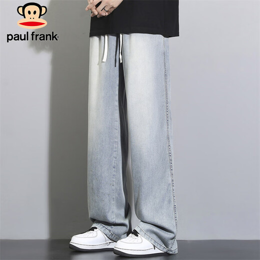 大嘴猴（paul frank）牛仔裤男夏季天丝垂感冰丝裤子男士宽松休闲裤男裤 怀旧蓝色 XL