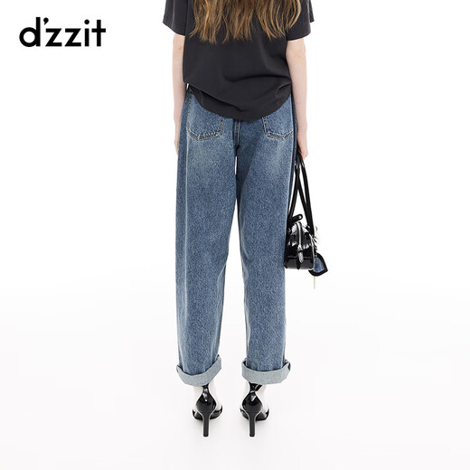 Dzzit Disu [Pop Mart Joint Series] Jeans 2025 Frühling Neues Illustrationshose 3J1R6196T Dunkelblau XS