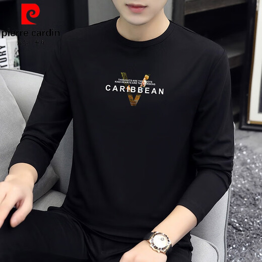 
Pierre cardin 2025 Spring and Autumn Long Sleeve T-shirt Men's Thin Model Modal Cotton Autumn Clothes Black Trendy Printed Bottoming Shirt Underwear Top White (15123) (suitable for 95-115Jin [Jin equals 0.5 kg]) M