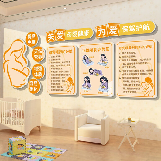 山头林村母婴室墙面装饰布置产后修复产康店内装饰品哺育知识背景宣传海报 QT3889母婴 15mm雪晶板 中