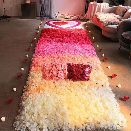 Pétales de rose simulées Décoration de confession de mariage Fleurs de la Saint-Valentin Proposition de la Saint-Valentin pour créer des fournitures de décoration de salle de mariage romantique 10 paquets de vin rouge (1000 pièces)