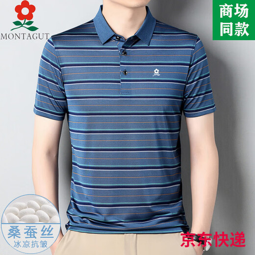 Mengtejiao Herren Mulberry Silk Cool kurzärmelige T-Shirt im Sommer im Sommer mittleren Alters Casual Revers Polo-Hemd SJ1503-Camel 4xl 190 Geeignet für 185-210jin [Jin ist 0,5 kg]