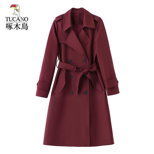Woodpecker Encore Red High-end Medium-Length Trench Coat Women's 2025 Spring and Autumn New Temperature Slimming British Style Coat Encore Red L Recommended 110-120Jin [Jin equals 0.5 kg]