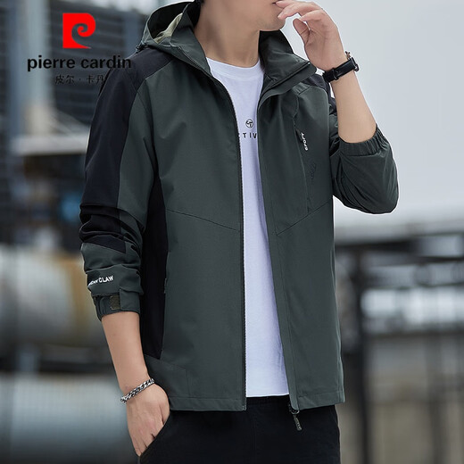 
Pier Cardin four season men's charge jacket thin casual sports fitness jacket hooded style. Clothes young middle-aged outdoor 6629 dark gray XL