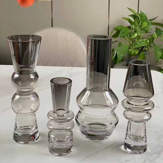 Moderne einfache nordische Wohnzimmer im Wohnzimmer TV-Schrank Couchtisch Eingangsmodellraum kreative verdickte Glas Dekorative Vase LHF-HC6624 Rauchgrau 0 Stück