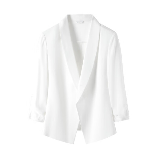 Navigare Italian small sailing lady's small suit spring and summer slim three-quarter sleeve single suit commuting green fruit collar suit for women Glacier White M