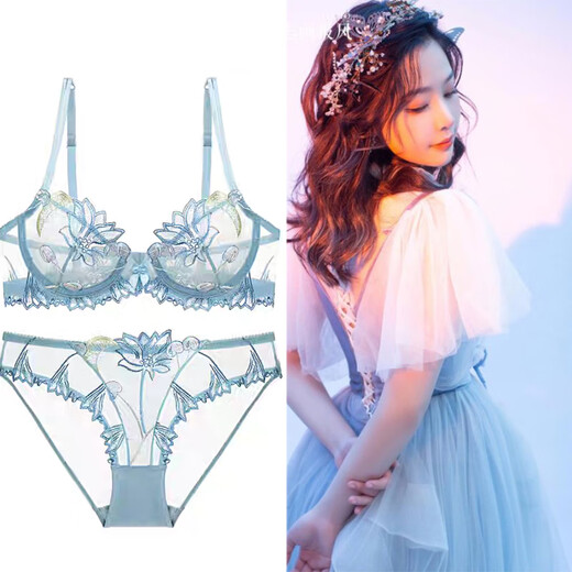 Victoria Palace sexy underwear bra bright red festive animal year underwear women's embroidered lace push-up thin cotton bra set pink ultra-thin 80C default L size underwear