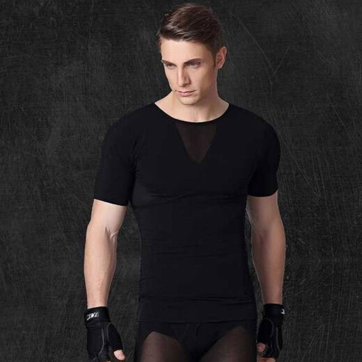 KJ Men's Body Shaping Apparel Abdominal Corset Waist Shaping Corset Vest Sports Fitness Seamless Thin Corset Black L (140-180Jin Jin equals 0.5kg)