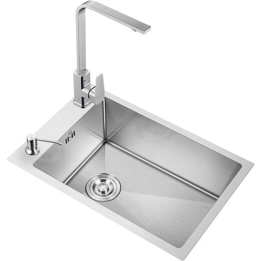
German quality stainless steel sink single tank kitchen side-mounted 304 wash basin small size dish sink horizontally narrow length 46x38 with 6193 round faucet full set