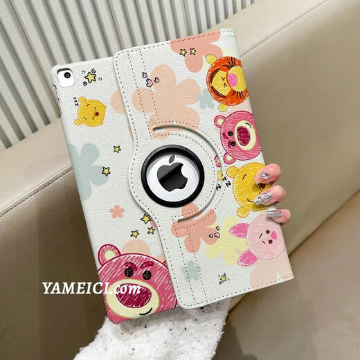 精岸草莓小熊360旋转支架皮套适用ipad10保护套10.2英寸平板壳2022新 360旋转皮套R1369草莓小熊 iPadPro2021版全面屏(11英寸)