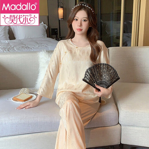 Modal Chinese Style New Chinese Ice and Snow Silk Classic Hanfu Pyjamas Feel's Feel's Spring and Summer Retro Buckle Home Clothing Set Sy- [728 # Light Purple] Femmes M [80-105Jin [Jin est égal à 0,5 kg]]]