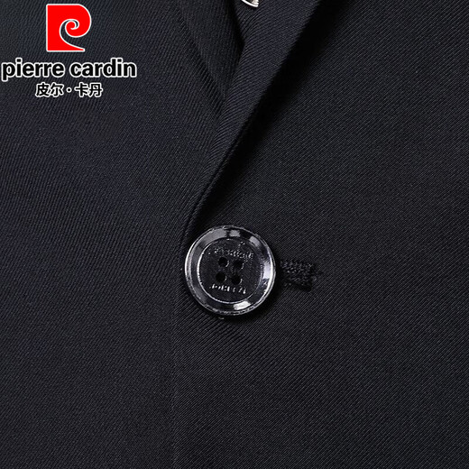 皮尔卡丹（pierre cardin）西服套装男士商务修身职业正装小西装男伴郎服装新郎结婚礼服外套 黑色双扣【西服+西裤+马甲+衬衫+领带+礼盒装】 3XL 185【适合145-160斤】